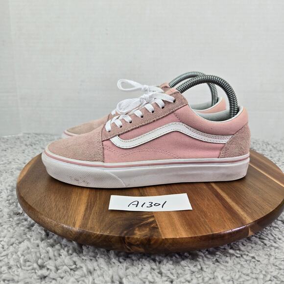 Vans Old Skool Pink White Casual Athletic Daily Y2K Sneakers Womens 7 - Picture 1 of 12